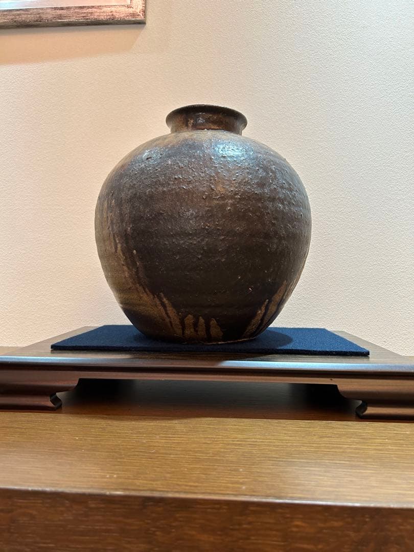 人間国宝藤原啓　備前焼壺　花瓶共箱あり