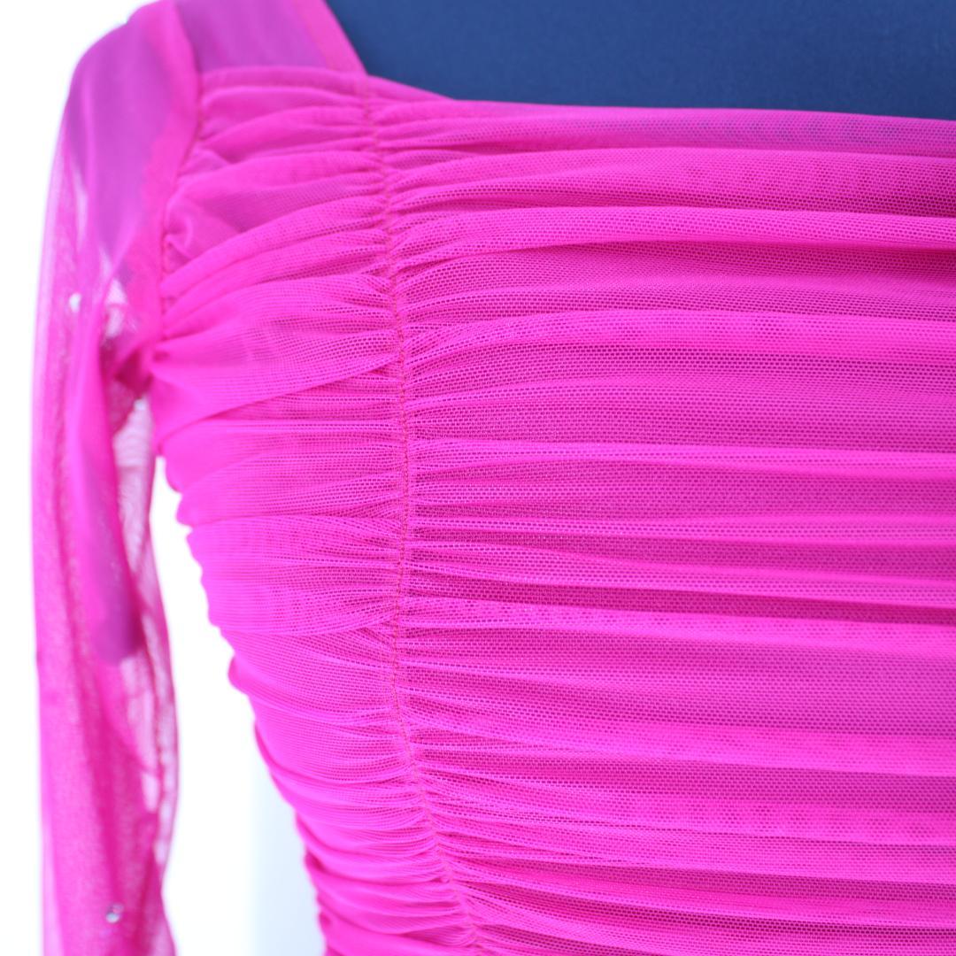 【美品 日本製 社交ダンス衣装】パープル SUNLINE ワンピース ドレス