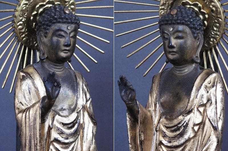 古仏像!!『木造 阿弥陀如来立像』総高33.5㎝ 像高19.5㎝