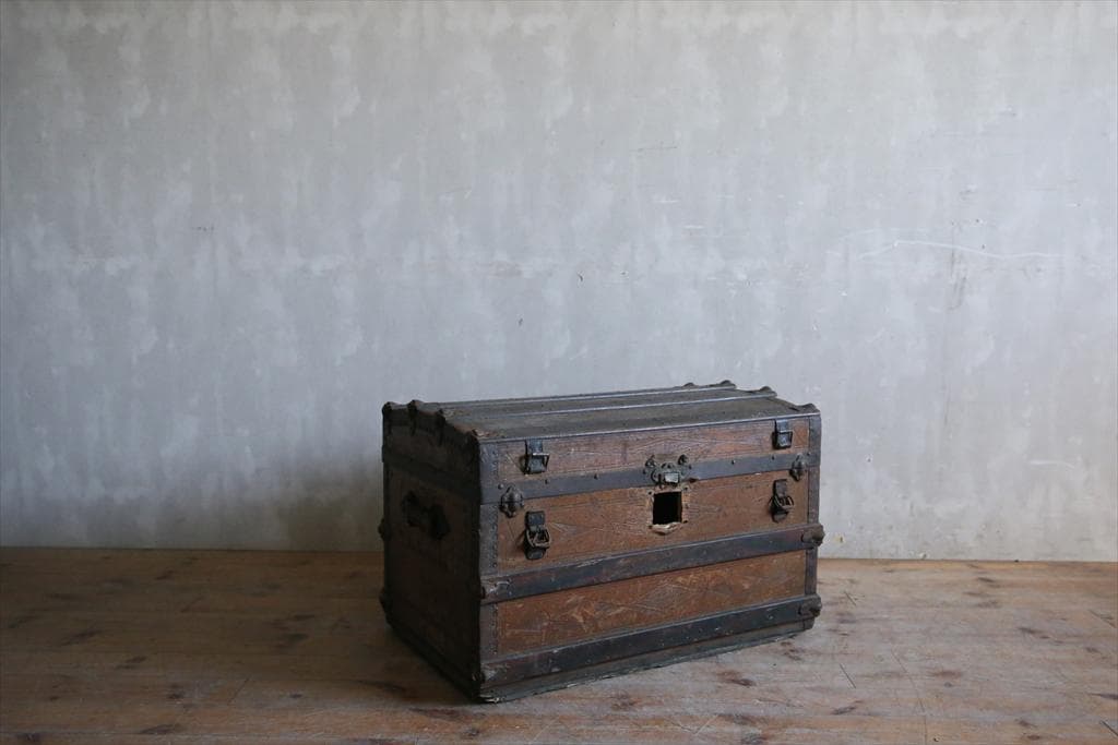 英国アンティーク古木トランクケース/スーツケース/テーブル机(74-307)
