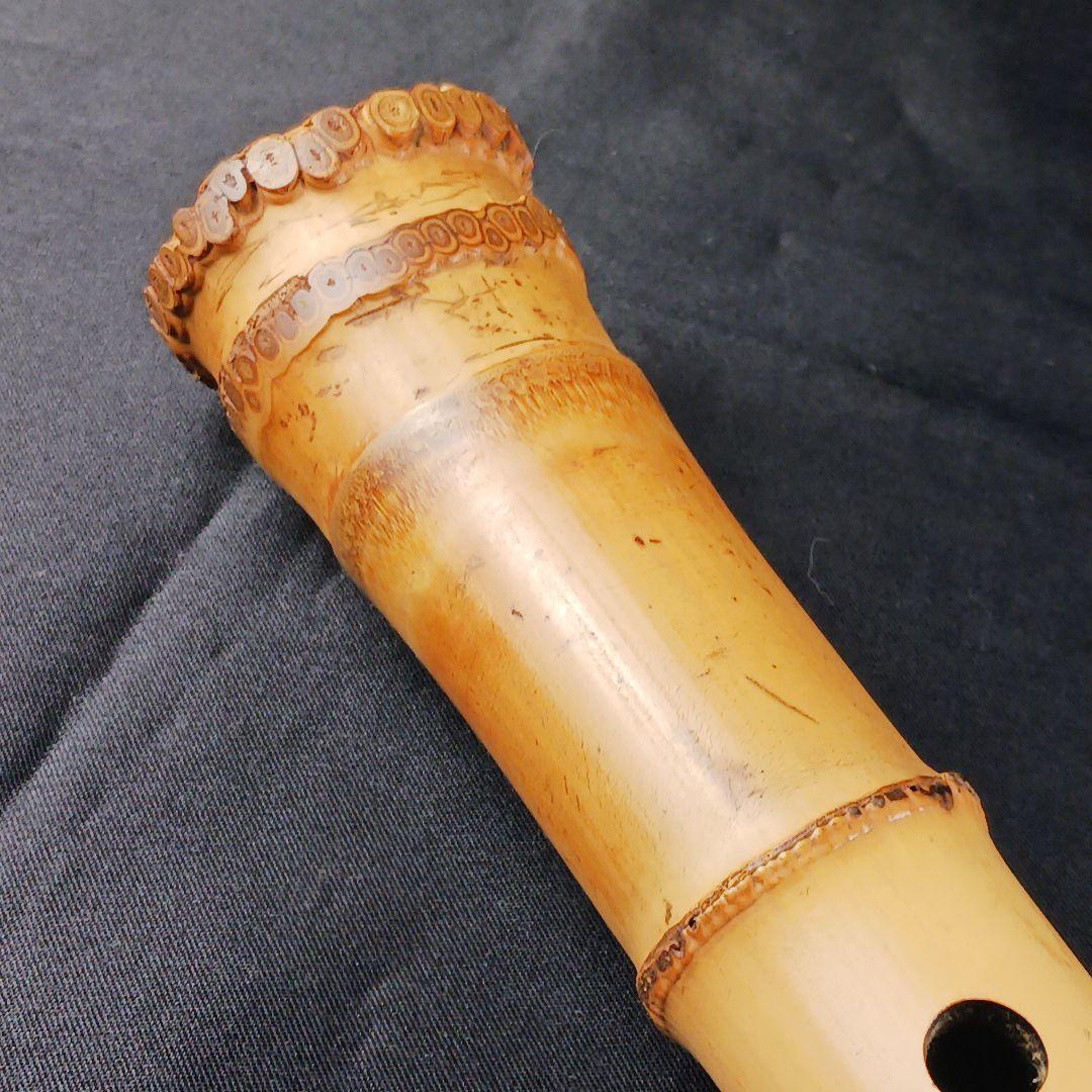 Y3110-5 琴古流 尺八 在銘 銀三線 全長64㎝ 竹製