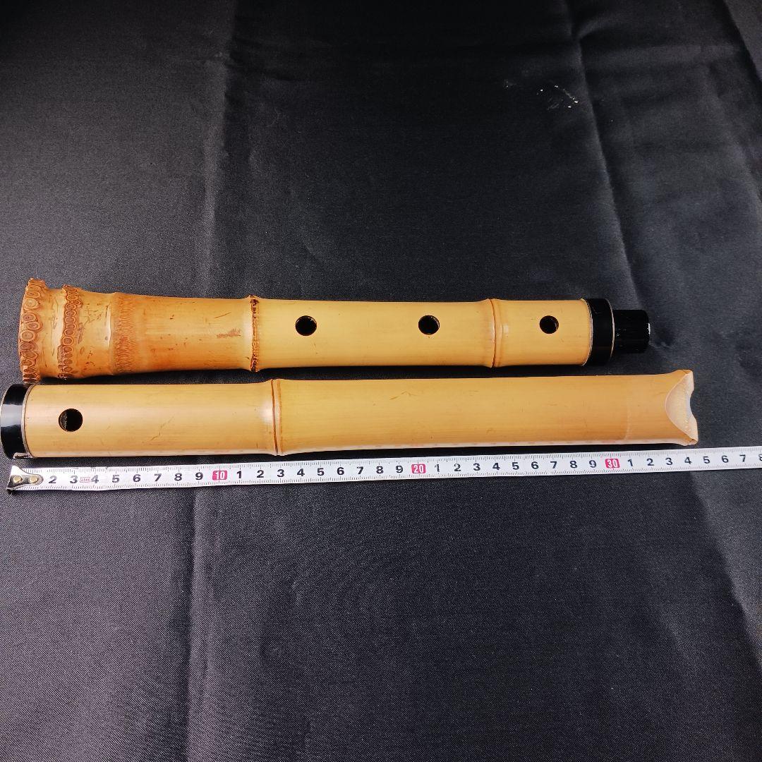 Y3110-5 琴古流 尺八 在銘 銀三線 全長64㎝ 竹製