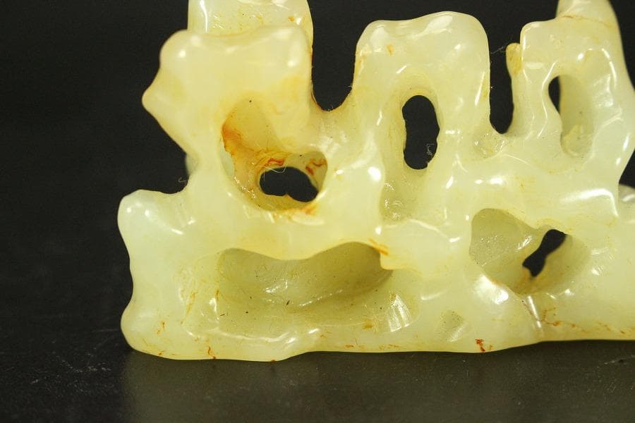 中国美術 白玉石 刻 太湖石 筆架 文房四宝(HA426)