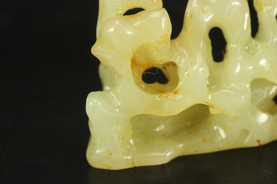 中国美術 白玉石 刻 太湖石 筆架 文房四宝(HA426)