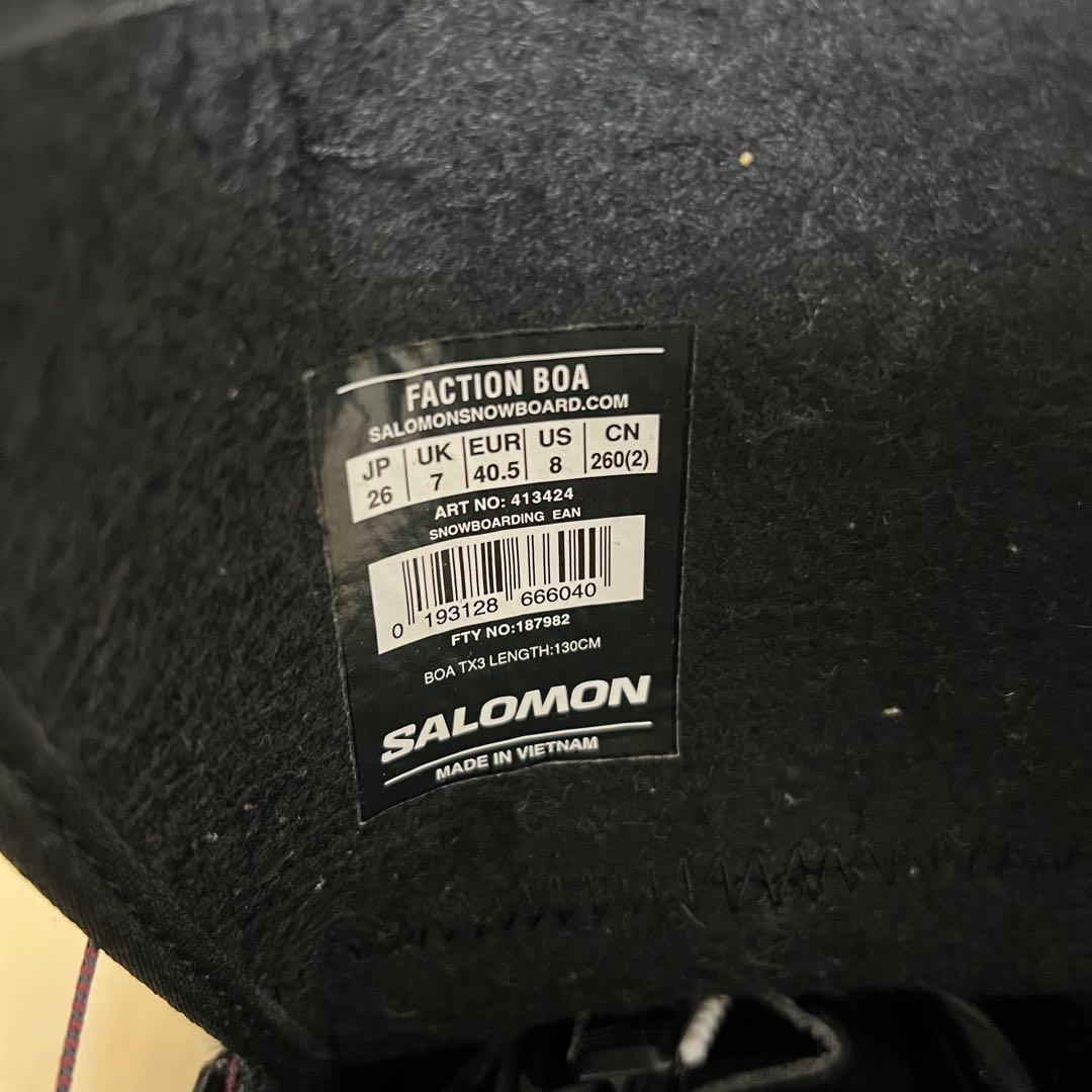 【美品_即日発送】スノボブーツ　SALOMON FACTION BOA 26cm