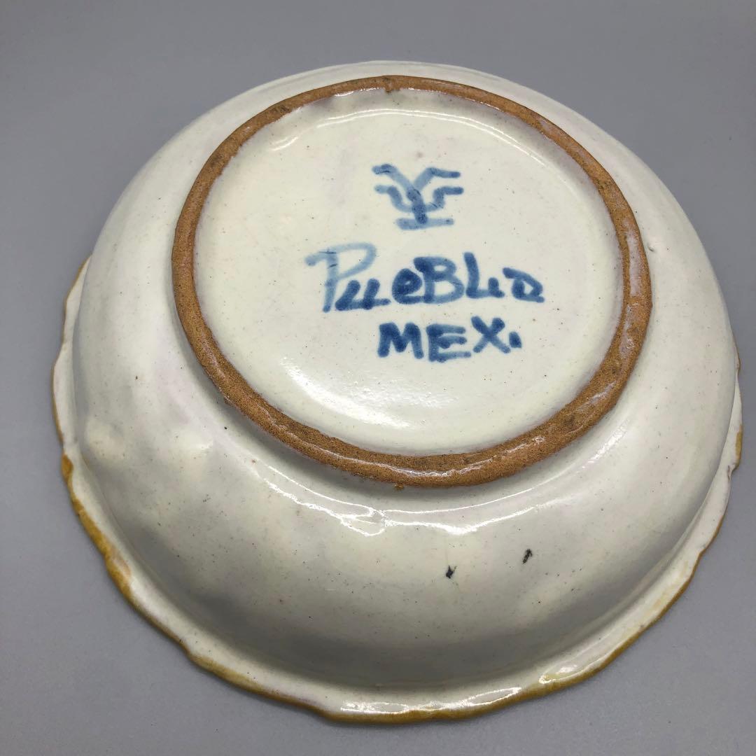 メキシコプエブラタラベラ焼ビンテージ陶器伝統工芸バード鳥ボウル鉢19cm5点B