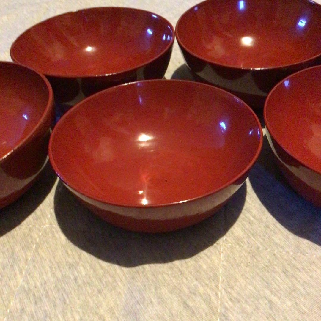 赤漆塗　底厚　お椀色々　蔵から発見　昭和初期　大正　明治　レトロ品！希少！