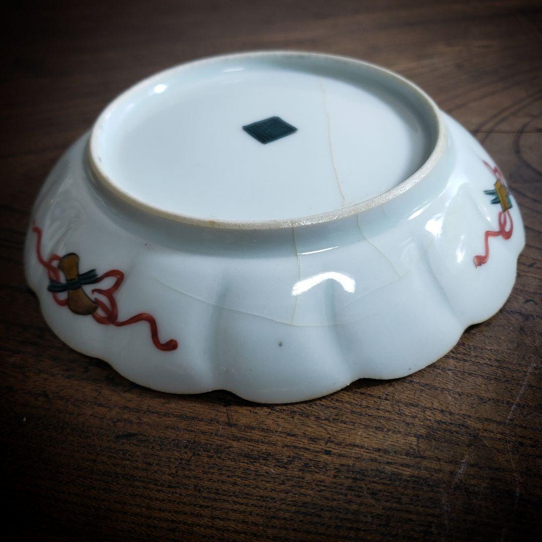 皿　九谷　鹿文様　色絵　古九谷　江戸　訳あり　ニュウ