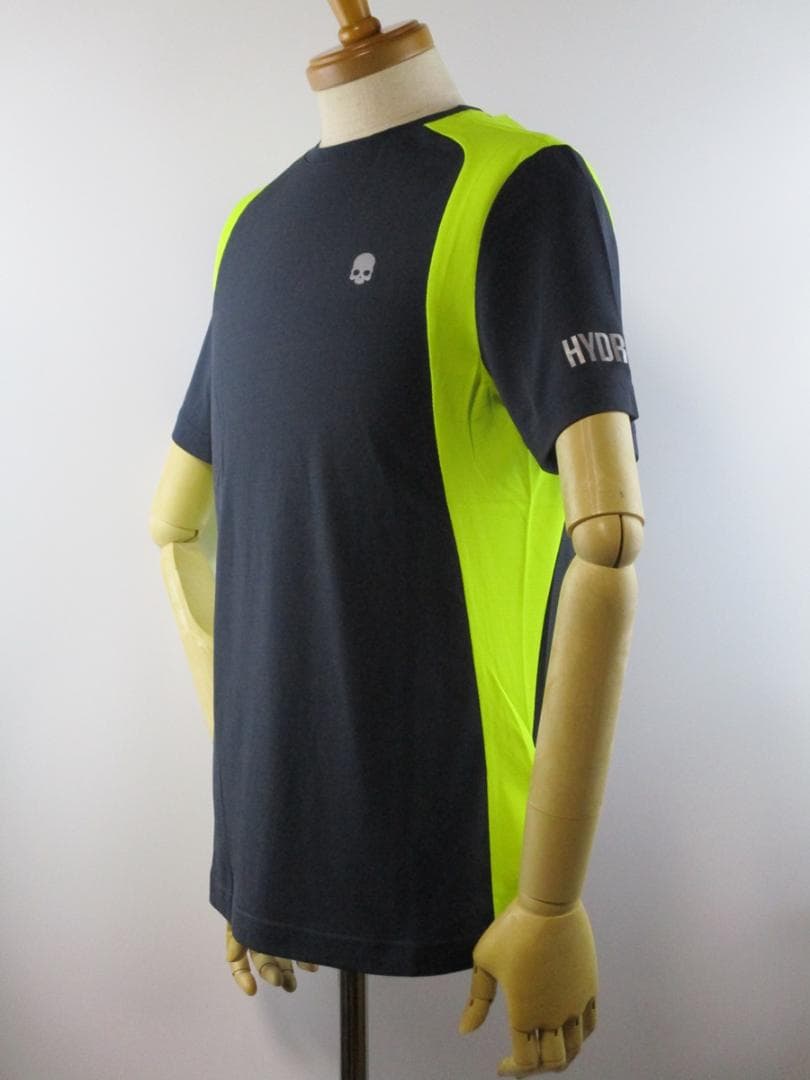 【ハイドロゲン・テニス】インレイ・テックＴシャツ★未使用★S★ネイビー×イエロー