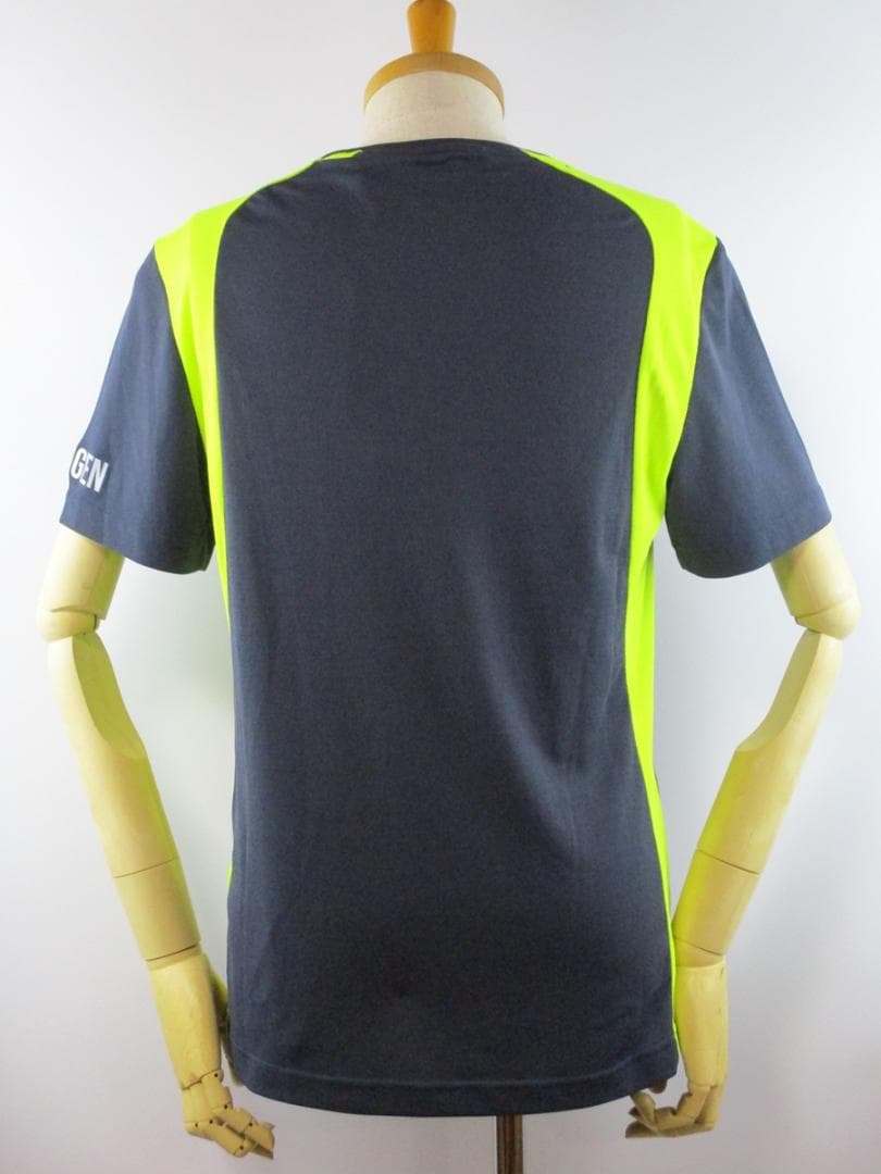 【ハイドロゲン・テニス】インレイ・テックＴシャツ★未使用★S★ネイビー×イエロー