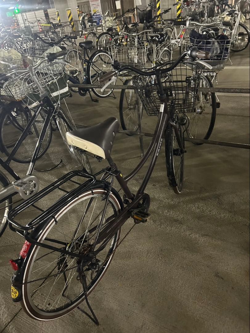 島根県 出雲市 おしゃれ 通学 シティサイクル 26インチ茶色　手渡し かご