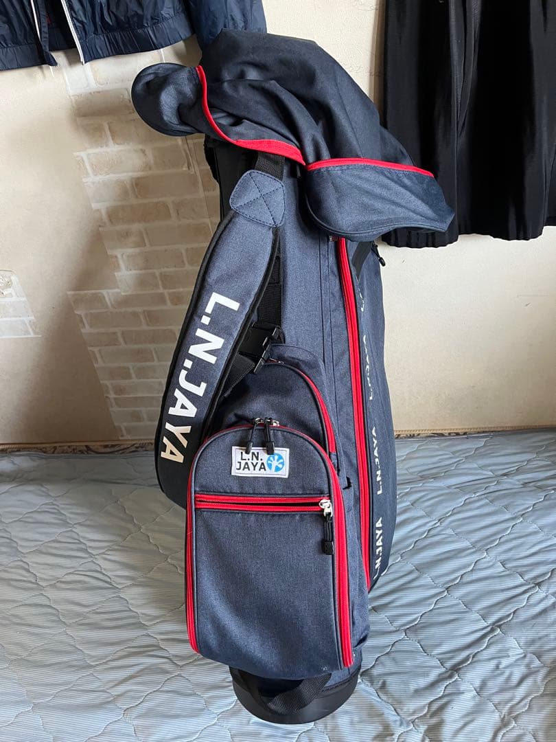 L.N.JAYA ゴルフバッグ グレー 赤アクセント
