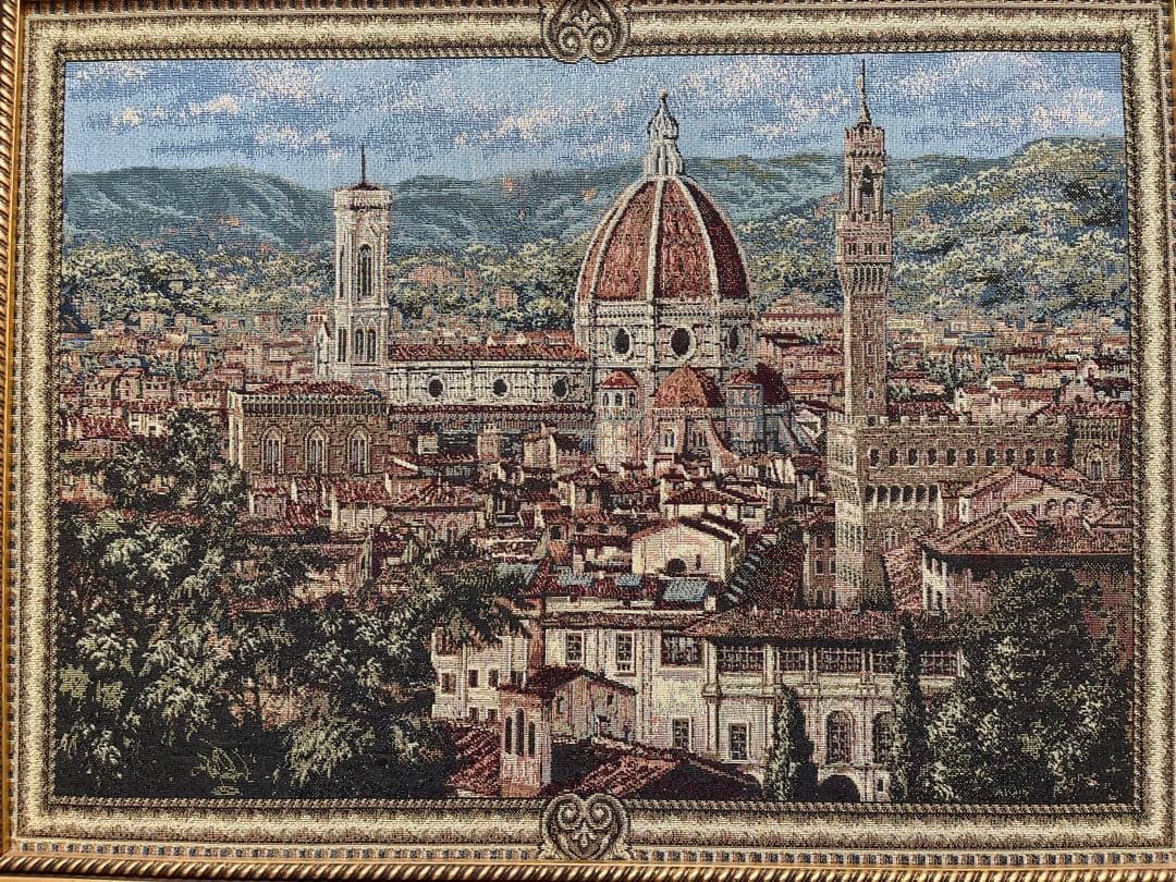 【大判】刺繍絵画 フィレンツェ 大聖堂 風景画 額縁付き インテリア アート
