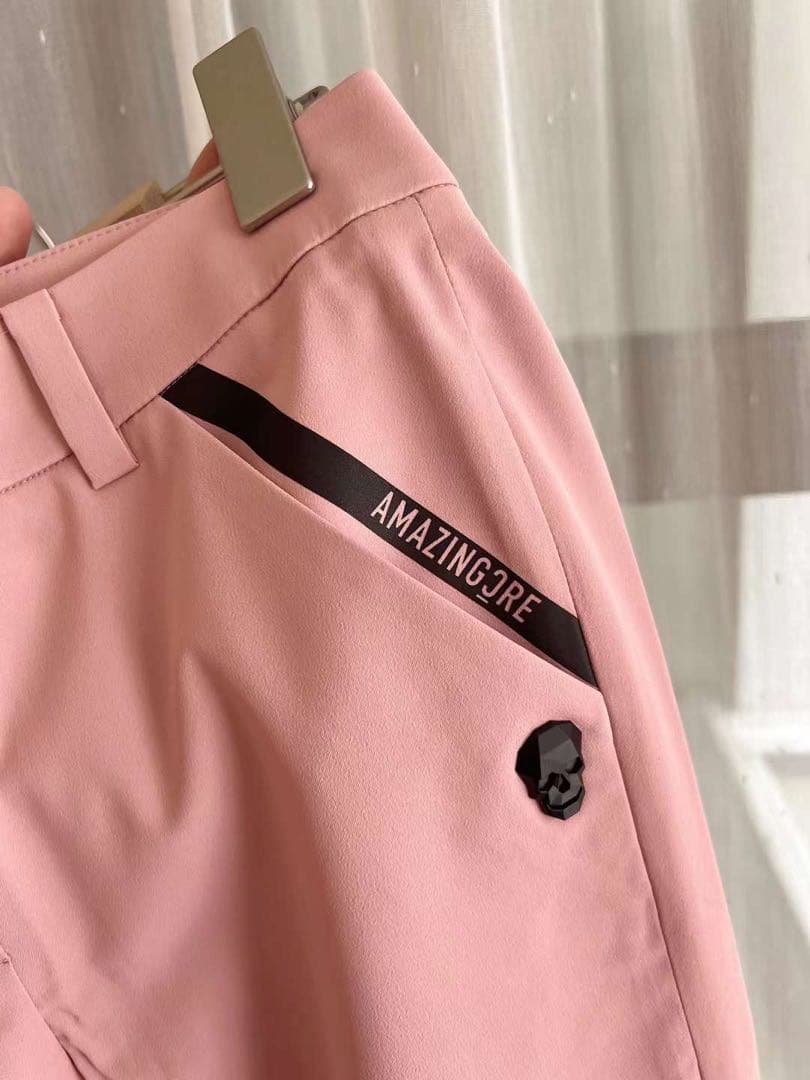 ゴルフウェア レディース 女性用 長ズボン パンツ ピンクXS