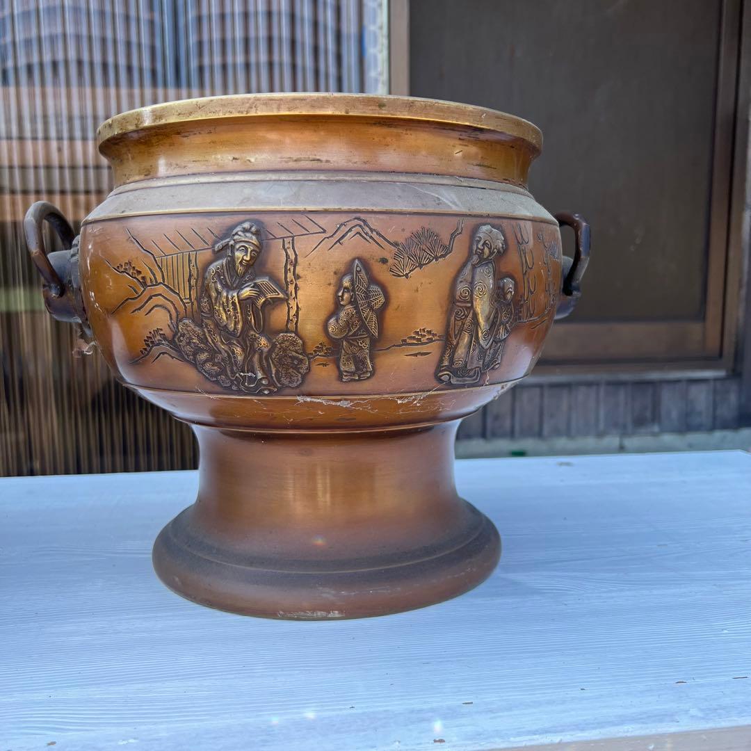 昭和レトロ 銅製火鉢 2つ アンティーク ヴィンテージ 古道具 古民家 双耳