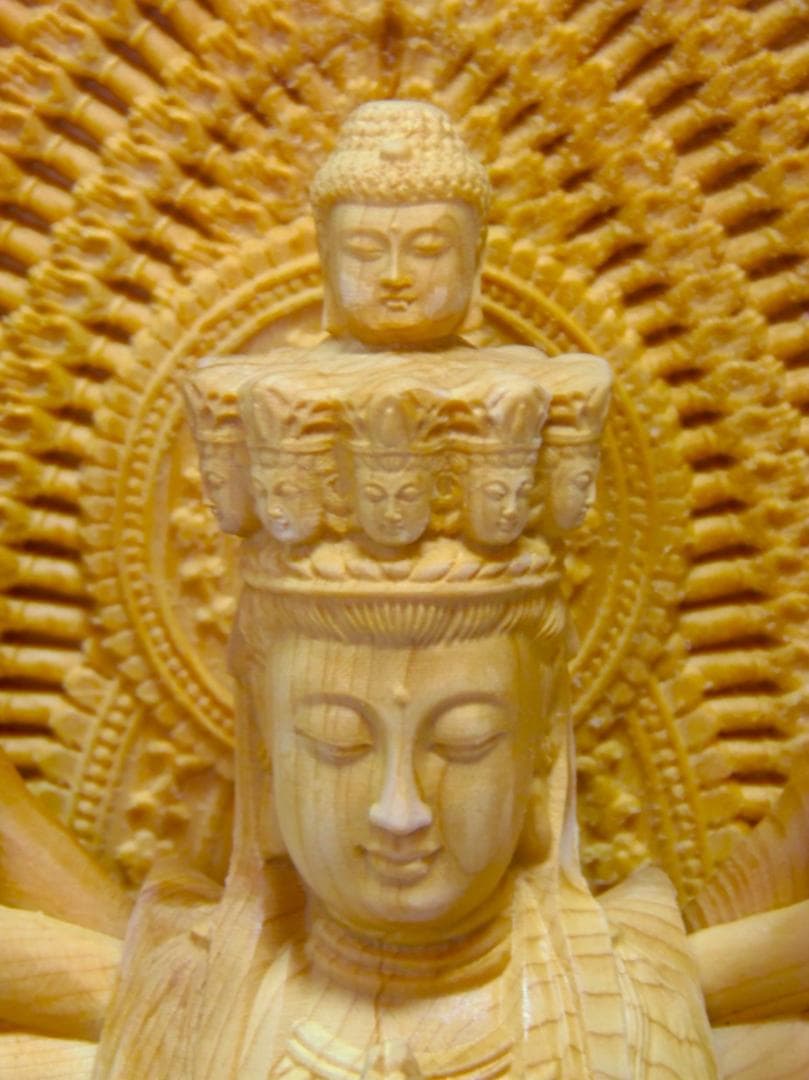 木彫仏像 千手観音 千手観世音菩薩 仏像 木彫 ヒノキ