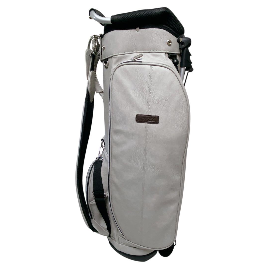 美品　AXEL　スタンド付キャディバッグ　グレージュ　9型　6分割　PUレザー