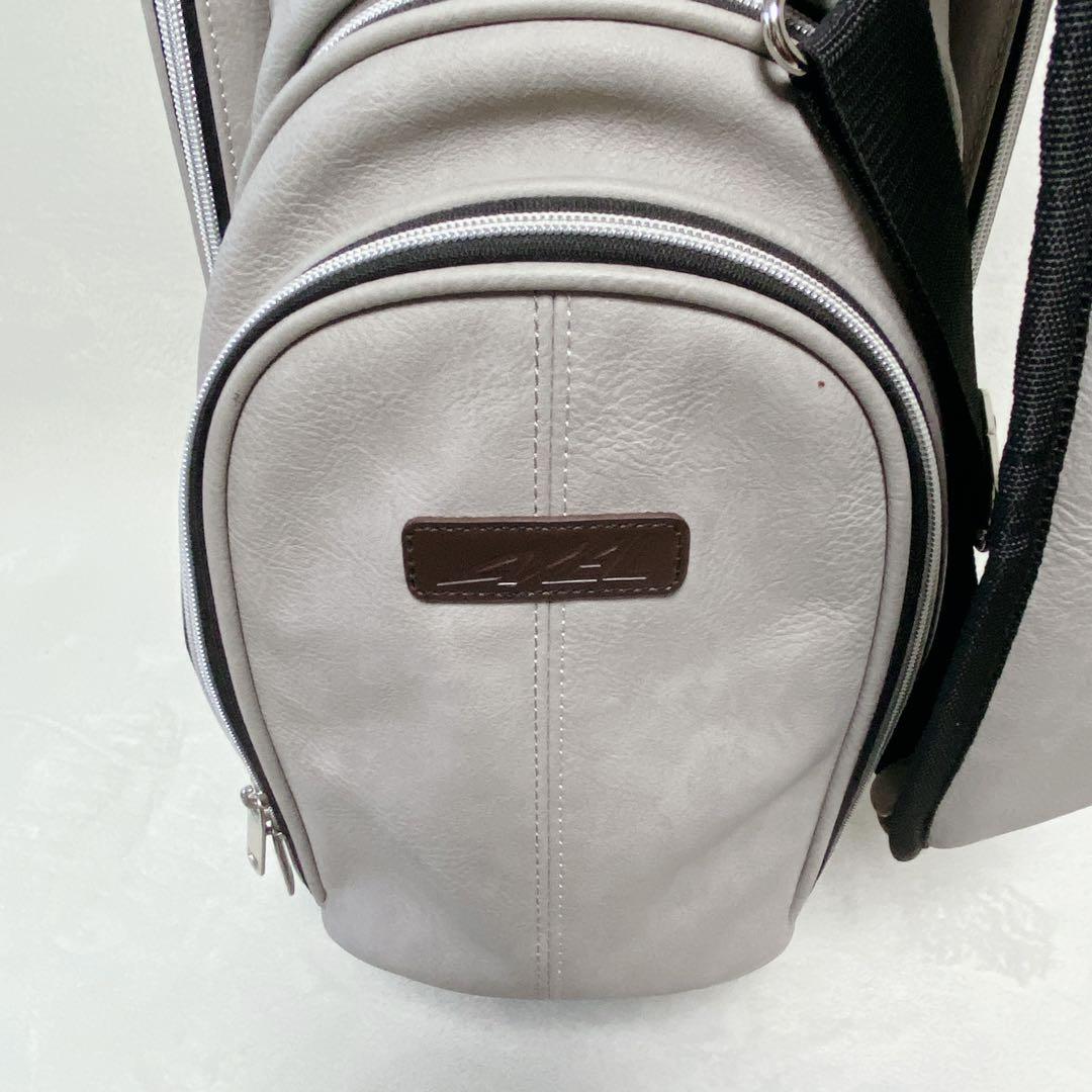 美品　AXEL　スタンド付キャディバッグ　グレージュ　9型　6分割　PUレザー