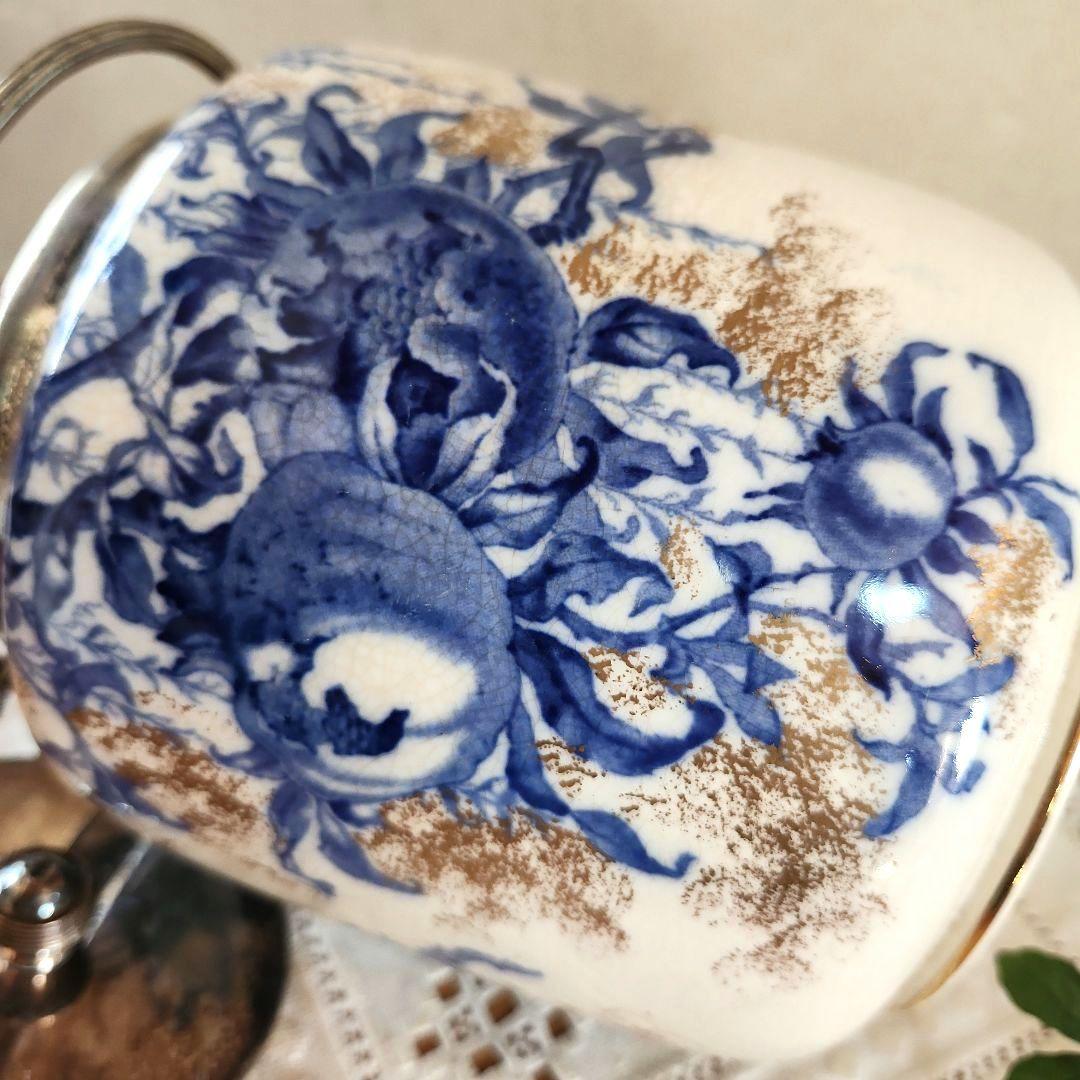 青い花　クッキージャー　ジャー　イギリス　古い　ロイヤルドルトン