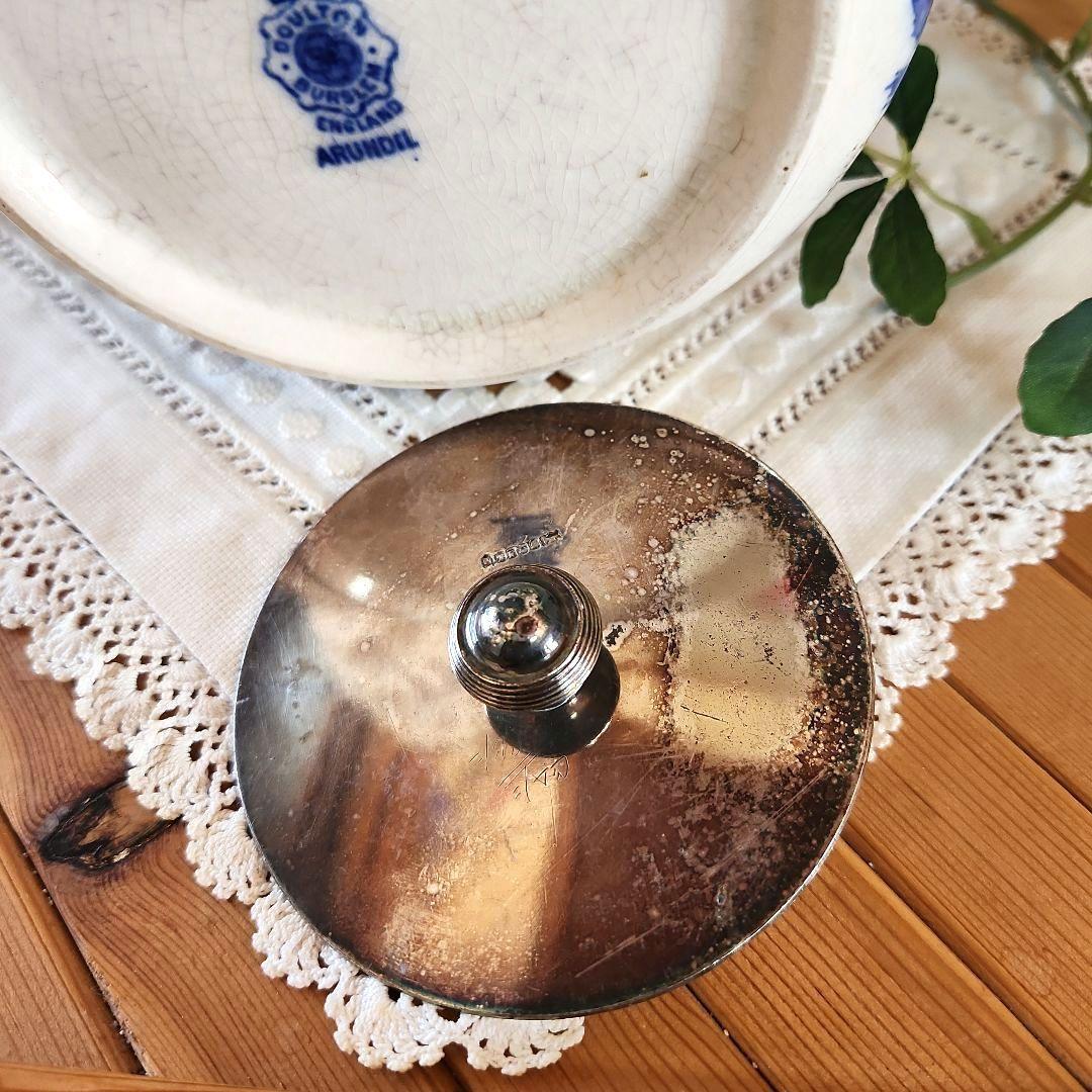 青い花　クッキージャー　ジャー　イギリス　古い　ロイヤルドルトン