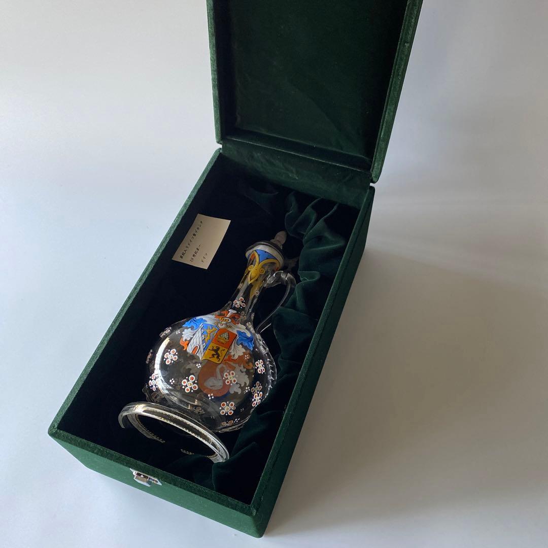 18世紀末 ドイツ 紋章入り エナメル彩ガラス デキャンタ 蓋付