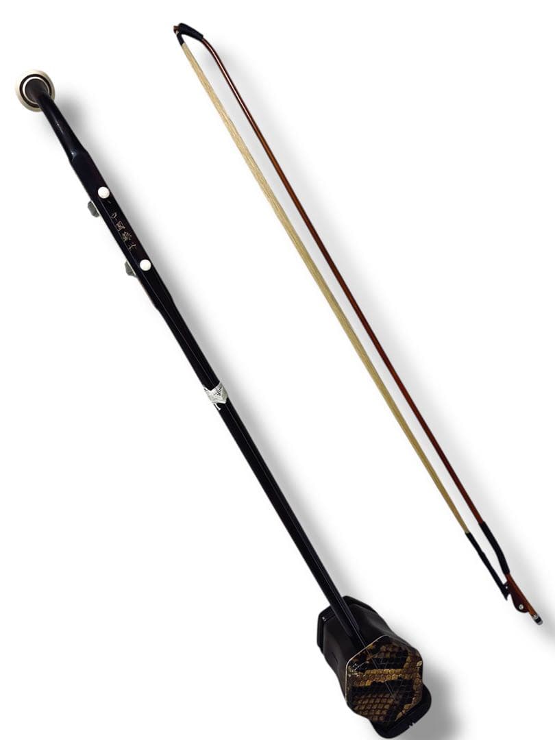 弦交換済 中国 古月 弦 楽器 民族 二胡 ケース 革 中国蘇州 風舞藍天領天高