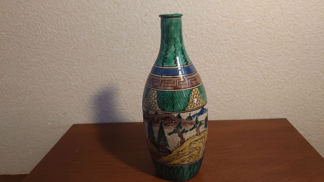 九谷焼　青九谷　青手　吉田屋窯　松山窯　明治九谷　蔵出し　徳利　大徳利　１客