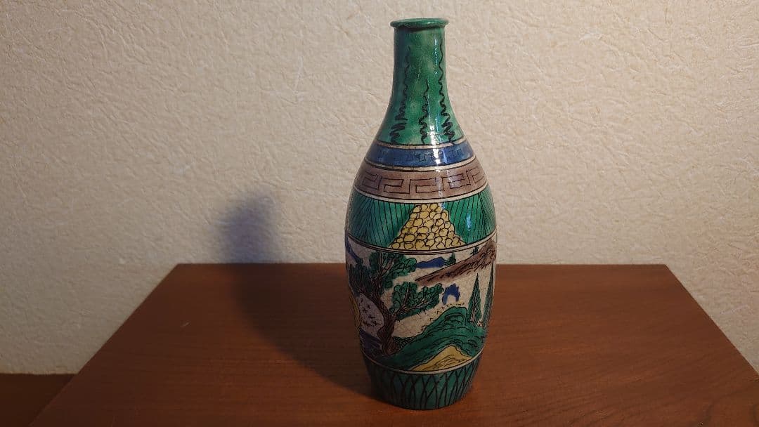 九谷焼　青九谷　青手　吉田屋窯　松山窯　明治九谷　蔵出し　徳利　大徳利　１客