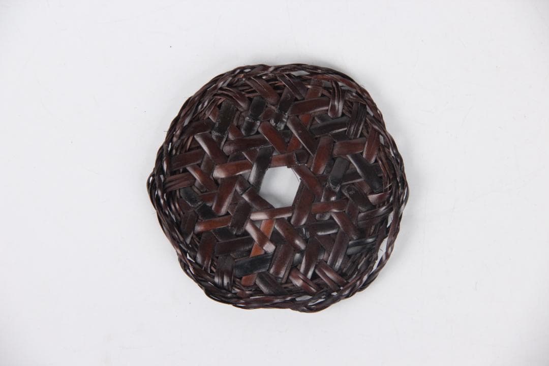 日本茶道具 鈴木 正々斎 造 竹編 亀甲 煎茶敷 幅8.5cm 共箱 Eo1-8