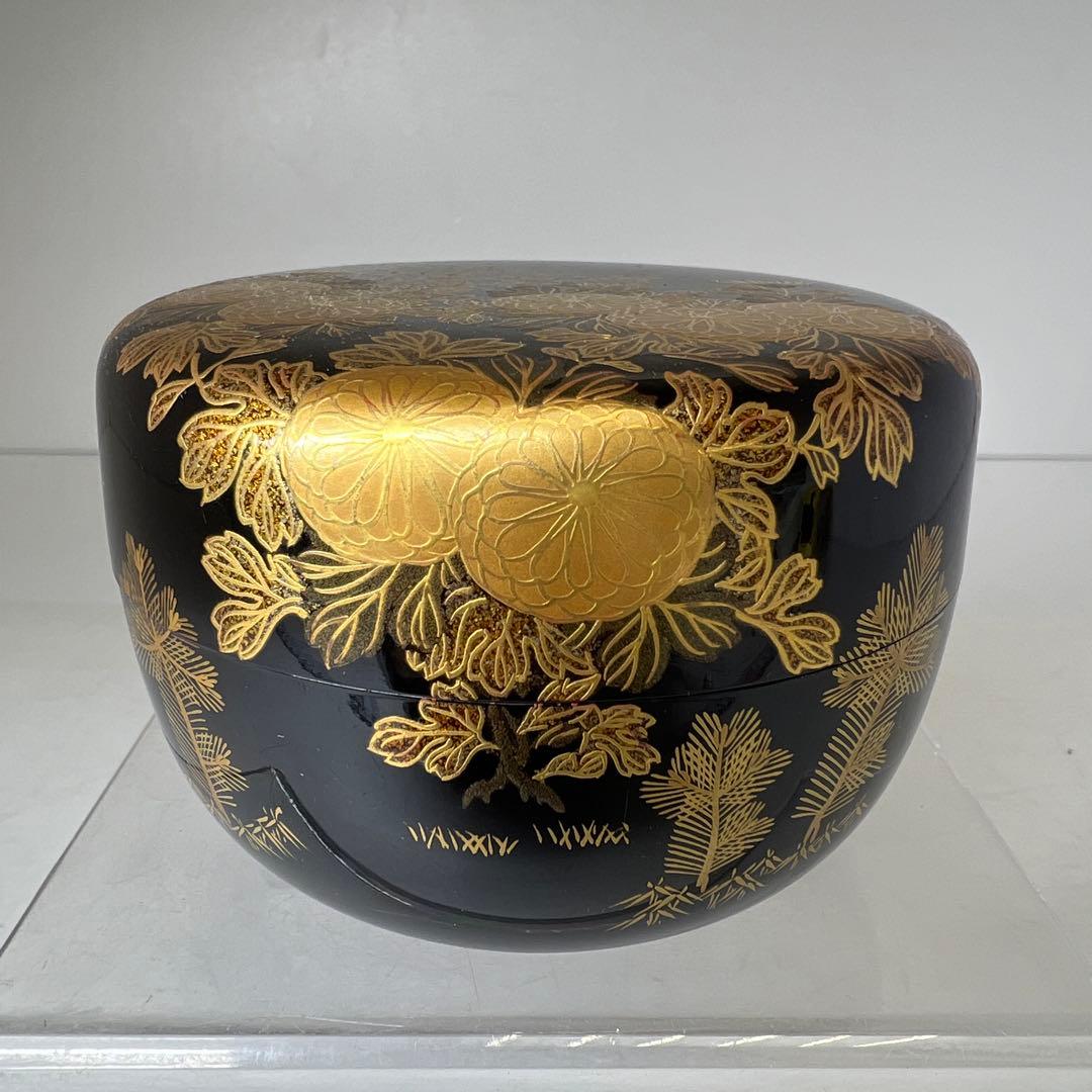 ☆茶3 哲山　四季草花　平棗　共箱　口径8cm 東K8-0125②