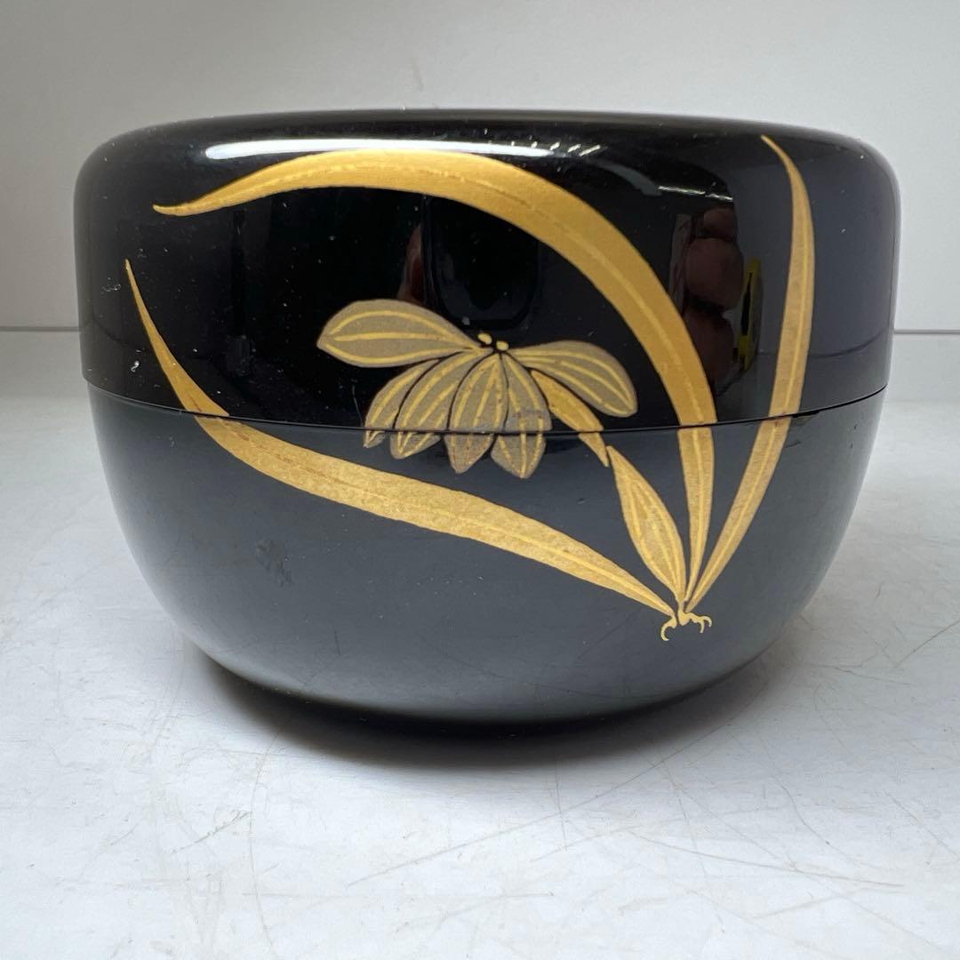 ☆茶3 哲山　四季草花　平棗　共箱　口径8cm 東K8-0125②