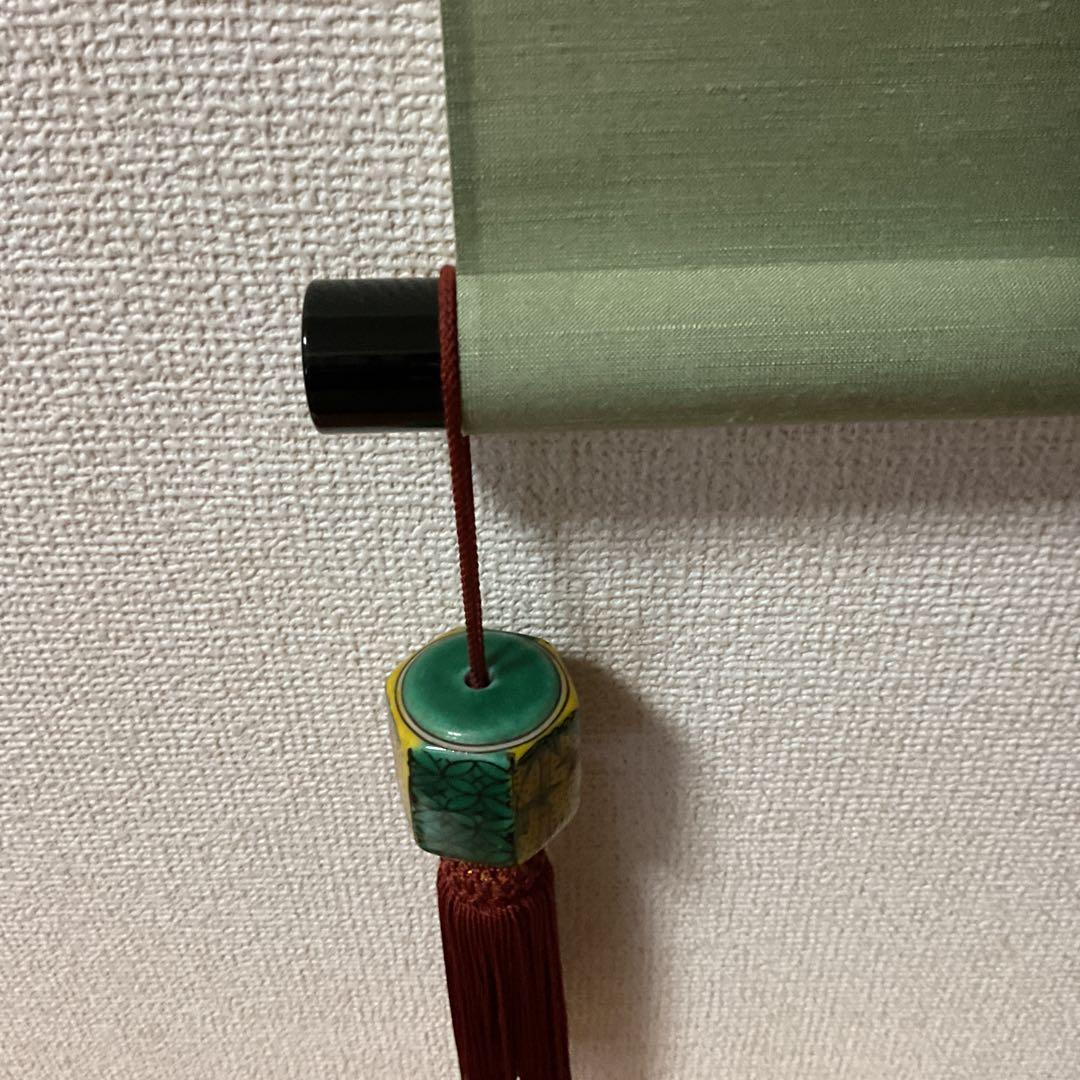 一行書 【 松 樹 千 年 翠 】 紙本掛軸 軸先漆木 自題共箱