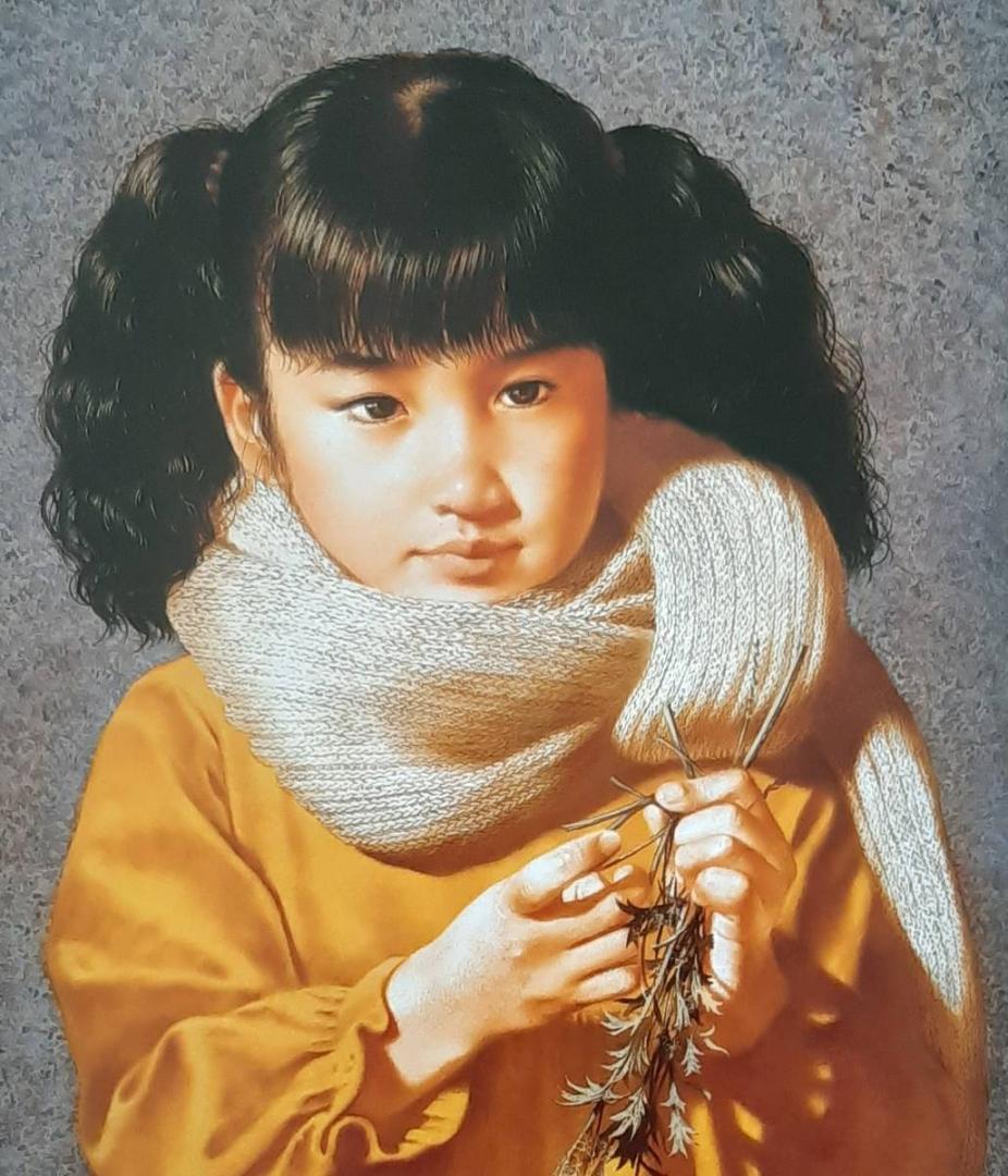 辻真砂、「惜春」、希少画集の額装画、人気作品、オーダーマット付・日本製新品額入り