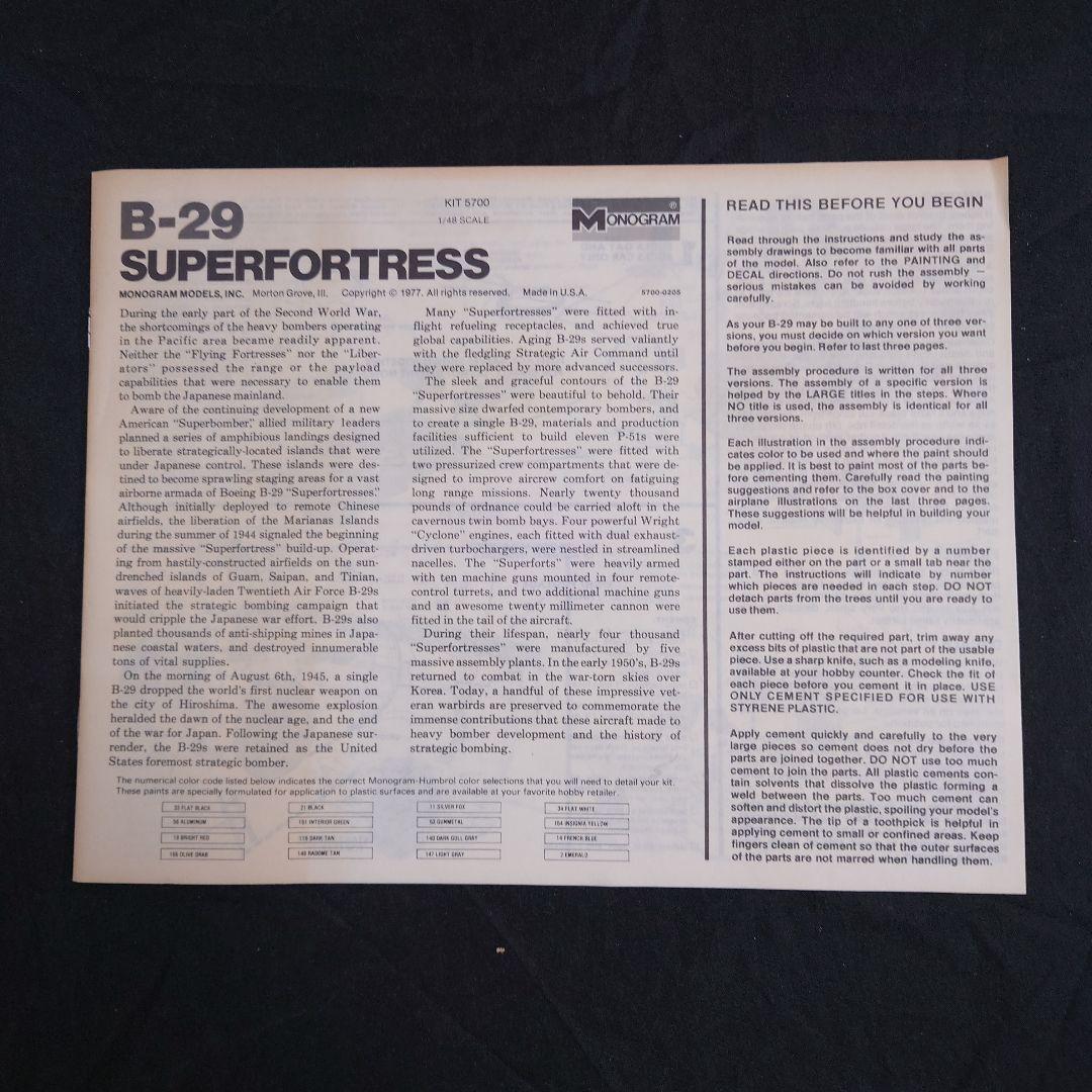 航空機・ヘリコプター MONOGRAM B-29 SUPERFORTRESS 1/48