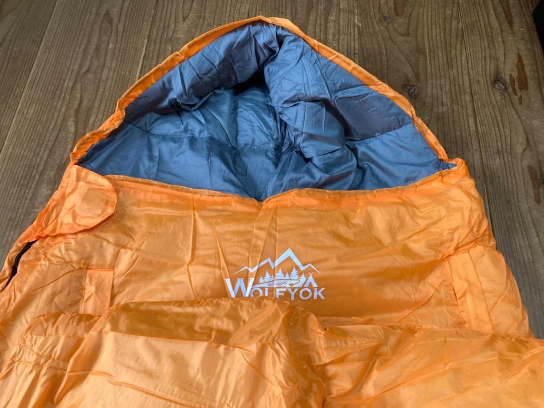 寝袋 冬用 マミー型 【両手出せる可能・230T防水】 シュラフ冬用 -18po