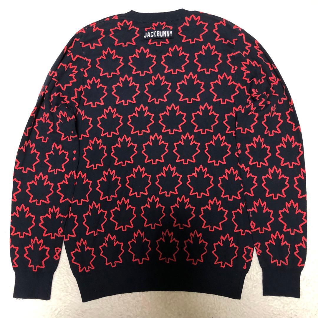 美品　ジャックバニー　パーリーゲイツ　ゴルフ　セーター　メイプル総柄　6（XL）