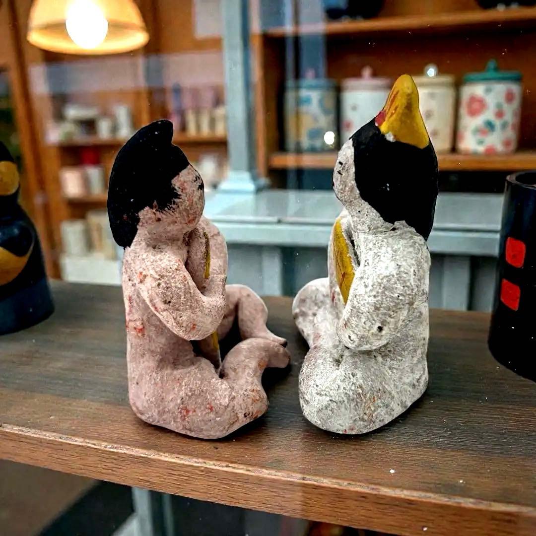 1960年代大阪府郷土玩具 堺湊焼 住吉人形【裸雛】手捻り土人形 津塩吉右衛門