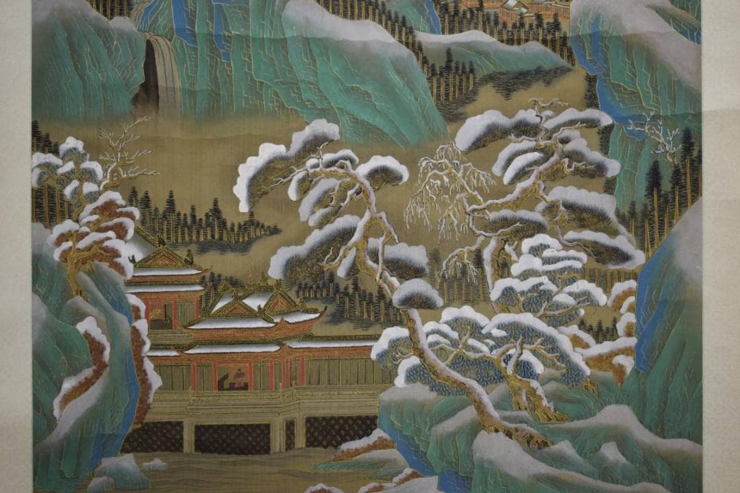 不詳/雲峯雪斎/金碧山水図/布袋屋掛軸HE-89