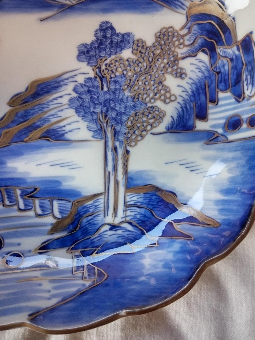 伊万里　七寸皿ハ客　亀山銘