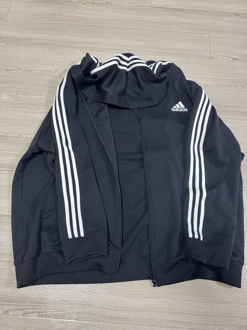 4XL〜adidas フルジップジャケット ブラック 大きいサイズ