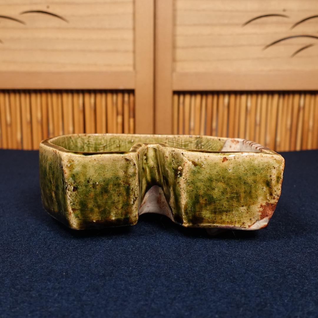 玉置保夫 織部向付 5客 共箱 岐阜県重要無形文化財