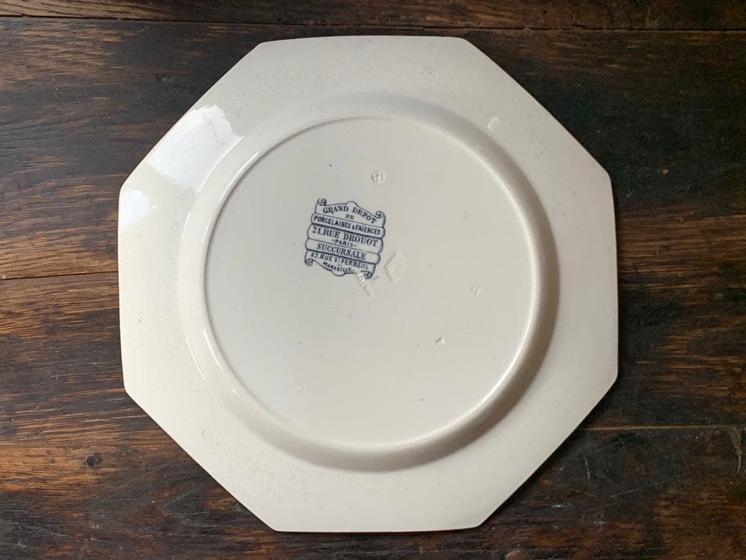 フランス アンティーク オクトゴナルプレート モノグラム