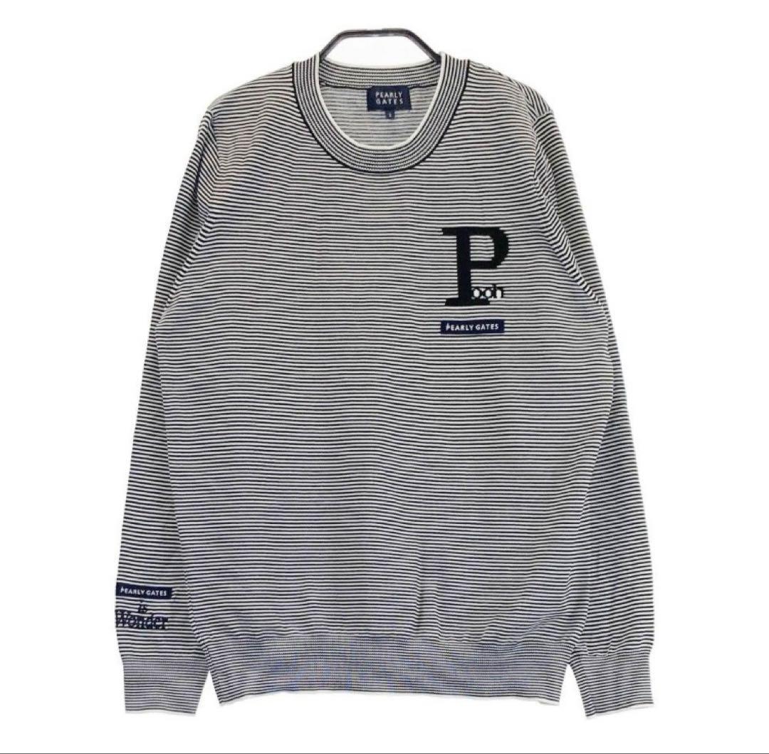 新品 パーリーゲイツ×Disney プー ボーダーニット(4)サイズM/白黒