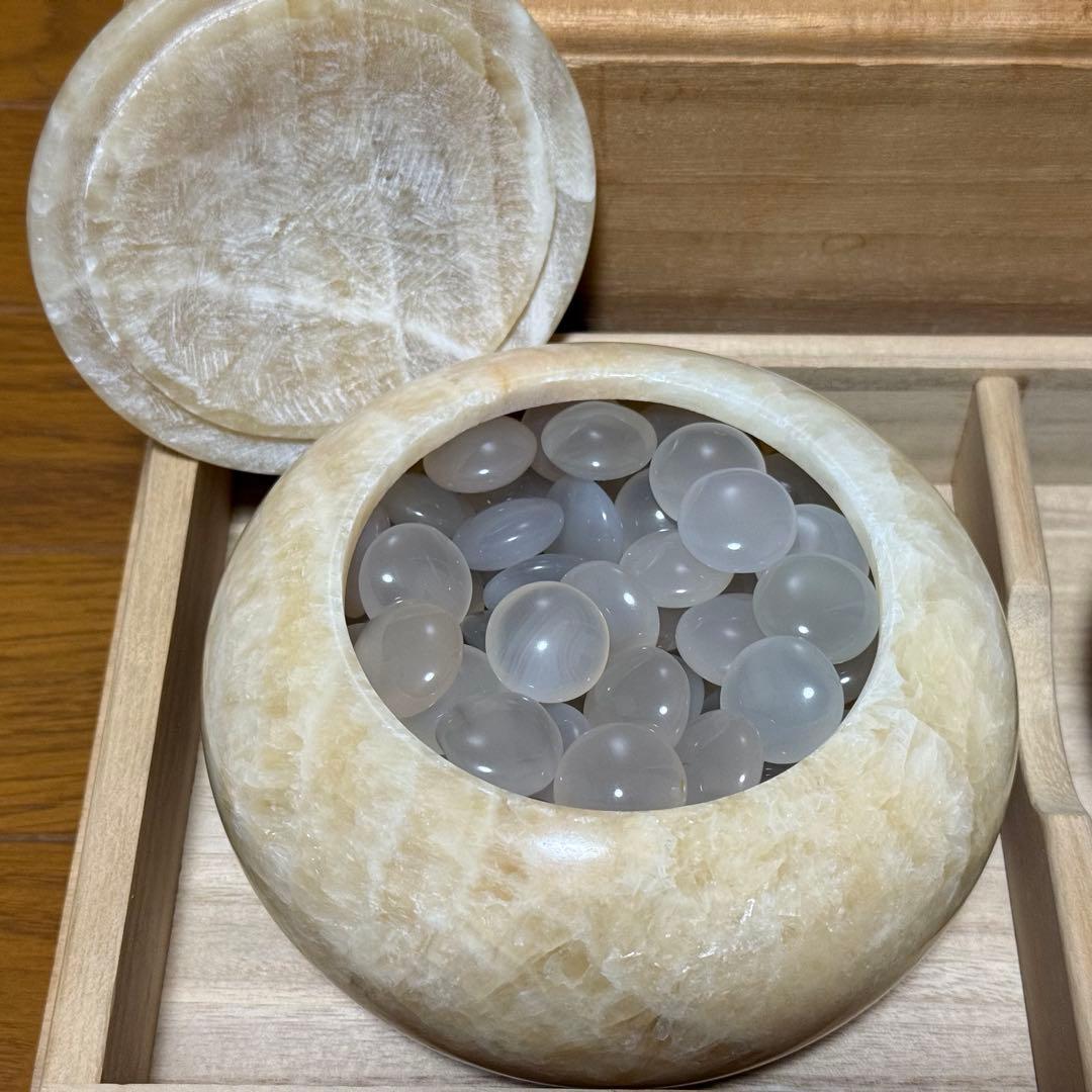 【希少】大理石 碁笥 囲碁 碁石 瑪瑙 メノウ セット めのう