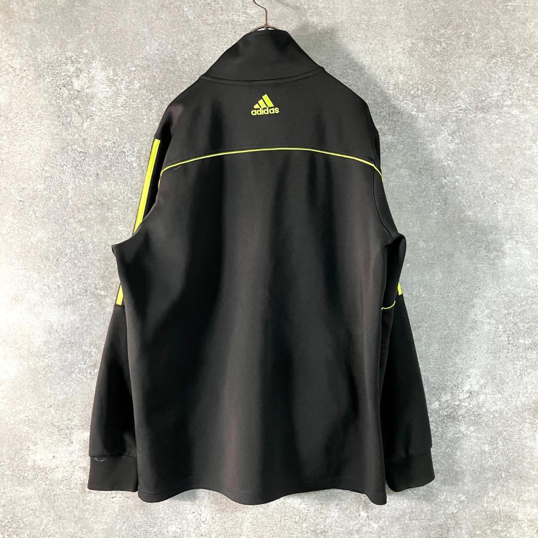adidas　トラックジャケット　長袖　ブラック　ジップアップ　ロゴ　スポーツ