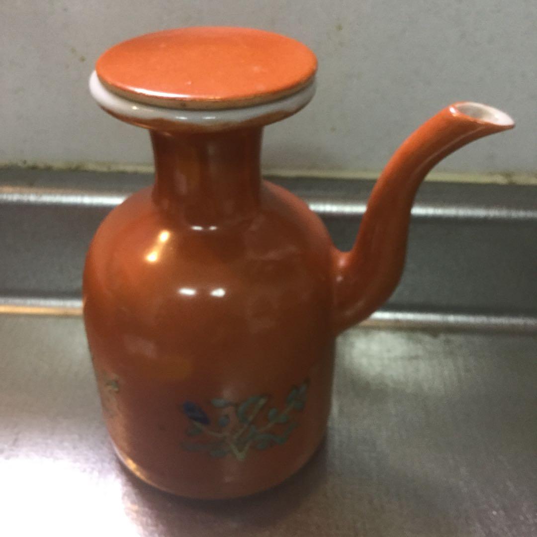 中国 骨董 醤油指し 民国 汎紅 裏印あり