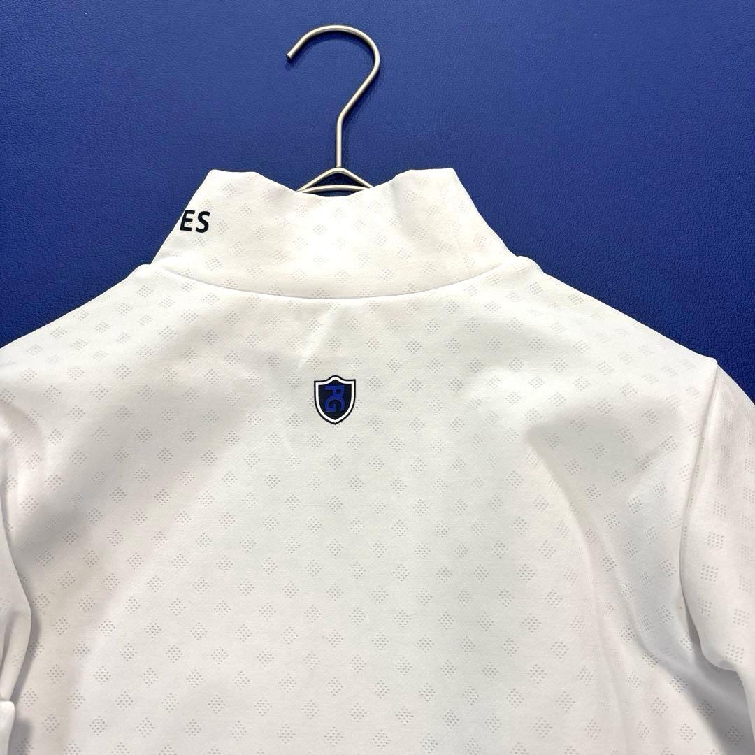 パーリーゲイツ　長袖　モックネックシャツ　ホワイト　総柄　ロゴ　0/S