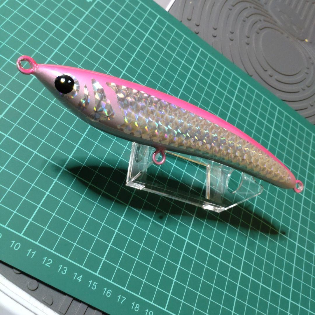 将栄丸　スライドダイバー190F ハンドメイドウッドルアー　ピンクシルバー