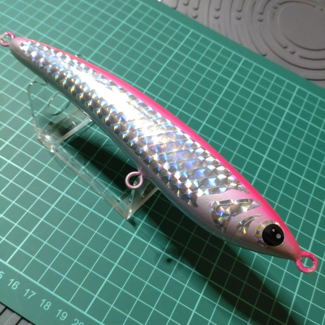 将栄丸　スライドダイバー190F ハンドメイドウッドルアー　ピンクシルバー