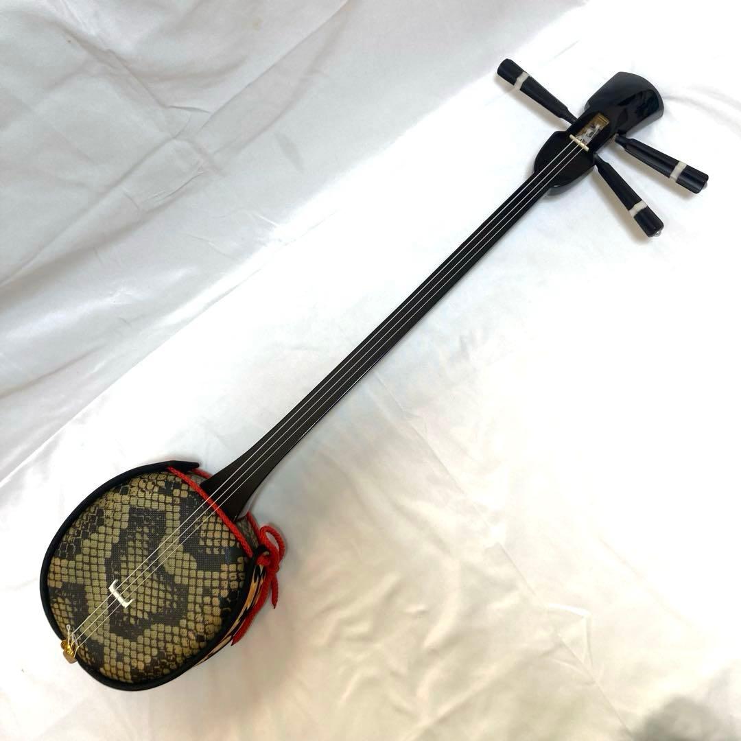 【美品】三線 沖縄 初心者 人工皮 蛇革 蛇皮 収納袋 付属品 DVD 和楽器
